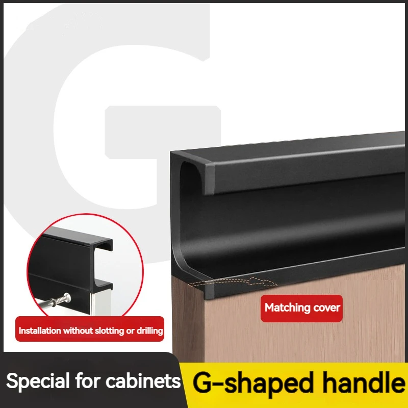 Cabinet Handles Special G-shaped Without Slotting Embedded Modern Minimalist Kitchen Invisible Drawer F-style
