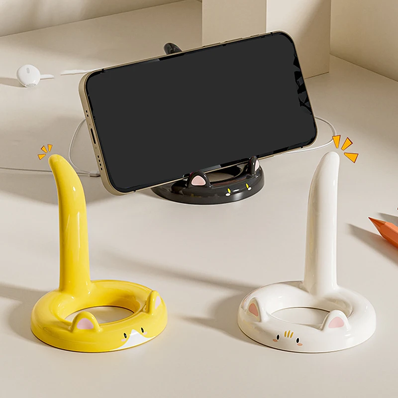 Adorable Cartoon Cat Desktop Phone Holder - Creative Decorative Ornament