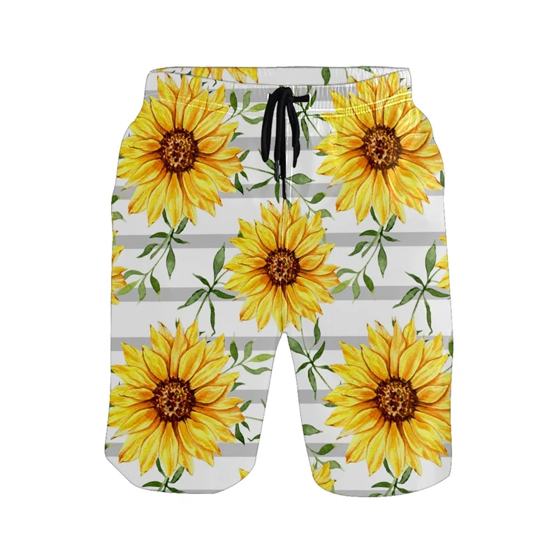 

Fashion 3d Print Plants Sunflower Beach Shorts For Men Quick Dry Swim Trunks Drawstring Surf Board Shorts Kids Male Clothing