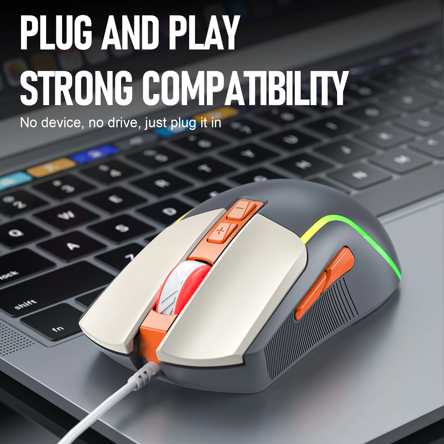 SMAILWOLF 유선 게이밍 마우스 RGB 빛나는 색상 접합 인체공학적 USB 마우스 데스크탑 노트북 PC 사무실 E-스포츠 게임용
