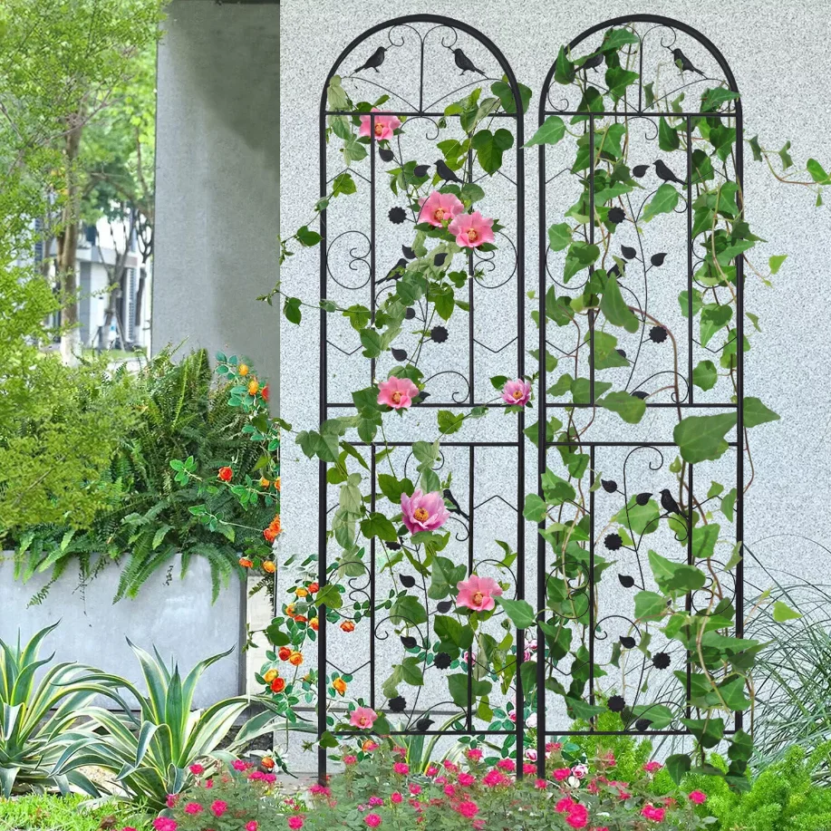Garden Fence Garden Trellis 2 Pack Climbing Plants Trellis Metal Garden Fence for Vines Vegetables Flowers