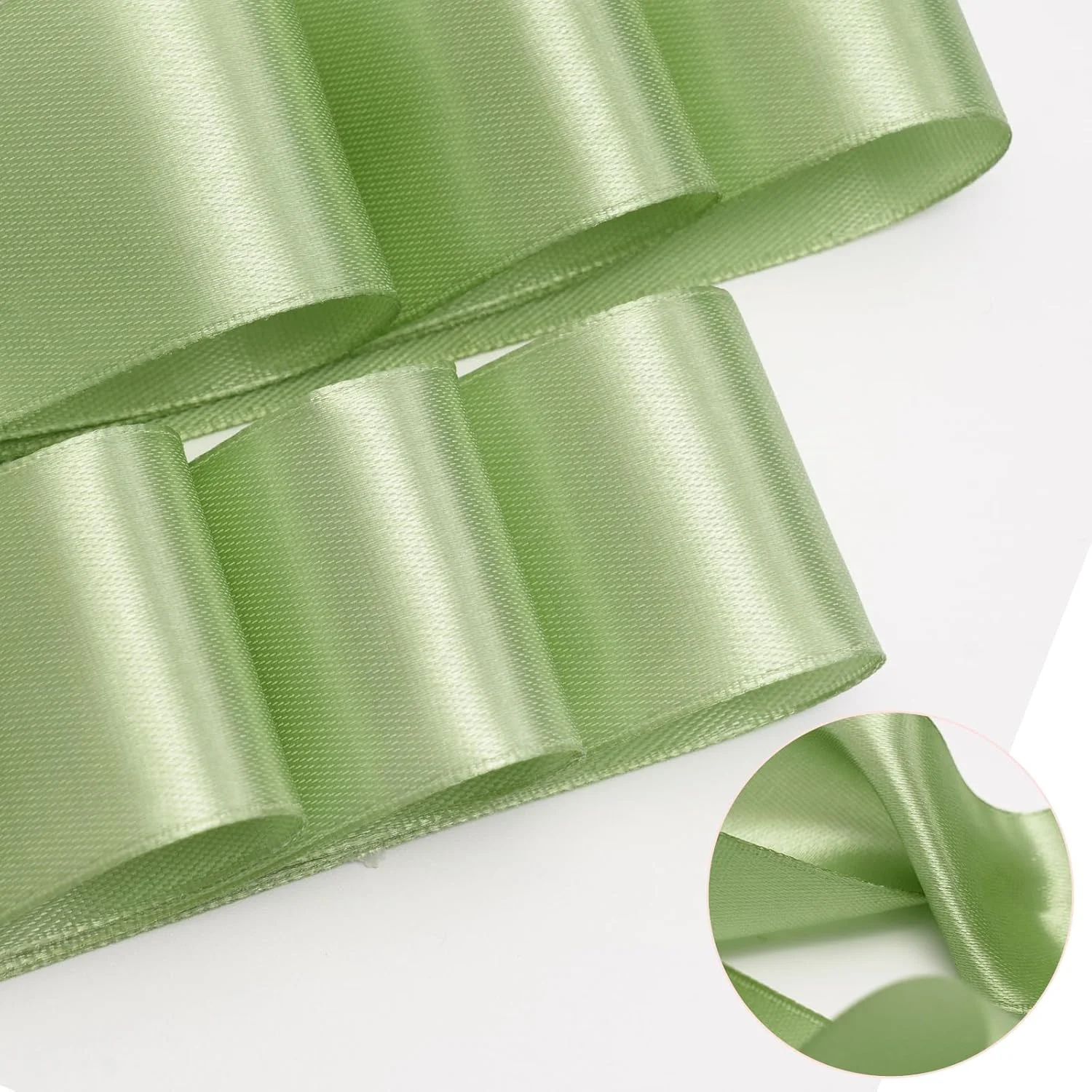 Elegant Sage Green Satin Ribbon for Crafts & Decor - 4cm x 24 Yards
