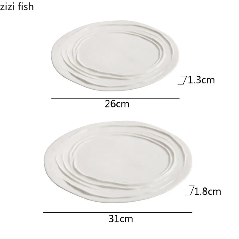 Creative Irregular Texture Ceramic Flat Plate Steak Plate Pasta Dessert Display Dish Molecular Cooking Specialty Tableware