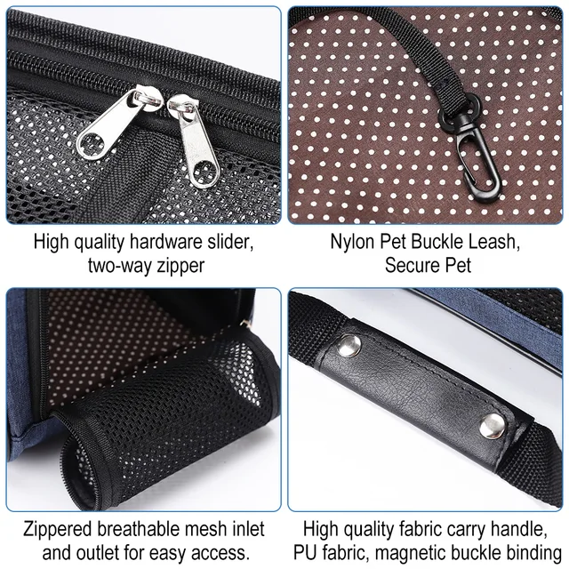 Dog Carrier Bag Soft Side Backpack Cat Pet Carriers Dog Travel Bags Collapsible Travel Pet Outing Bag 5