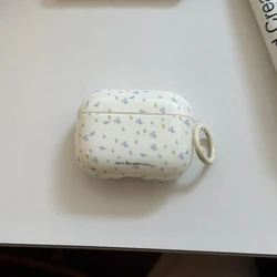 Floral Blue Earphones Protective Cover with Light Brown Branches and Leaves Design - AirPods 4 (WHITE)