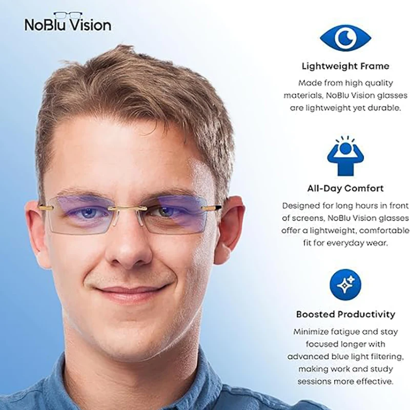 High-Quality Rimless Anti Blue Ray Reading Glasses; Unisex Eyewear for Presbyopia - Image 5