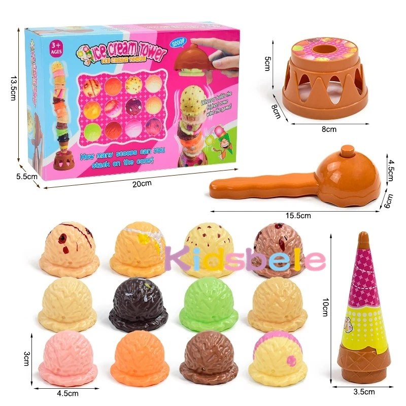 Pretend Ice Cream Set Ice Cream Stack Up Play Toy Children Simulation Food Kitchen Toy Toddler Pretend Play Toys