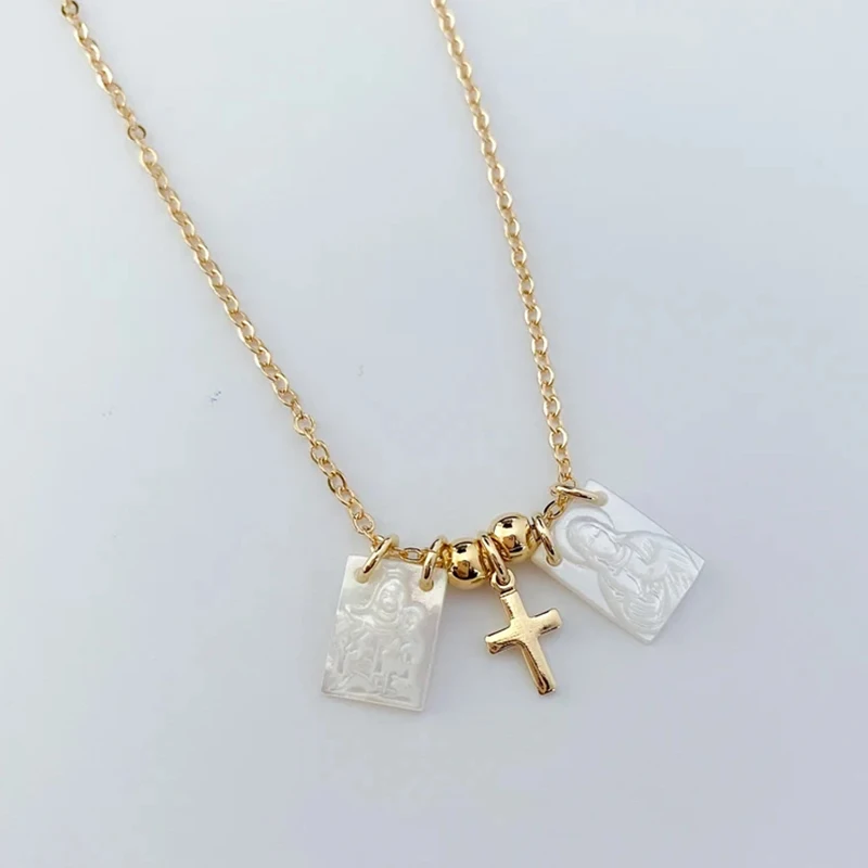 Delicate Cross Pendant Necklaces Shell Jesus Religious Confirmed Memories Jewelr Women's Accessoriessteel Jewelry Wholesale