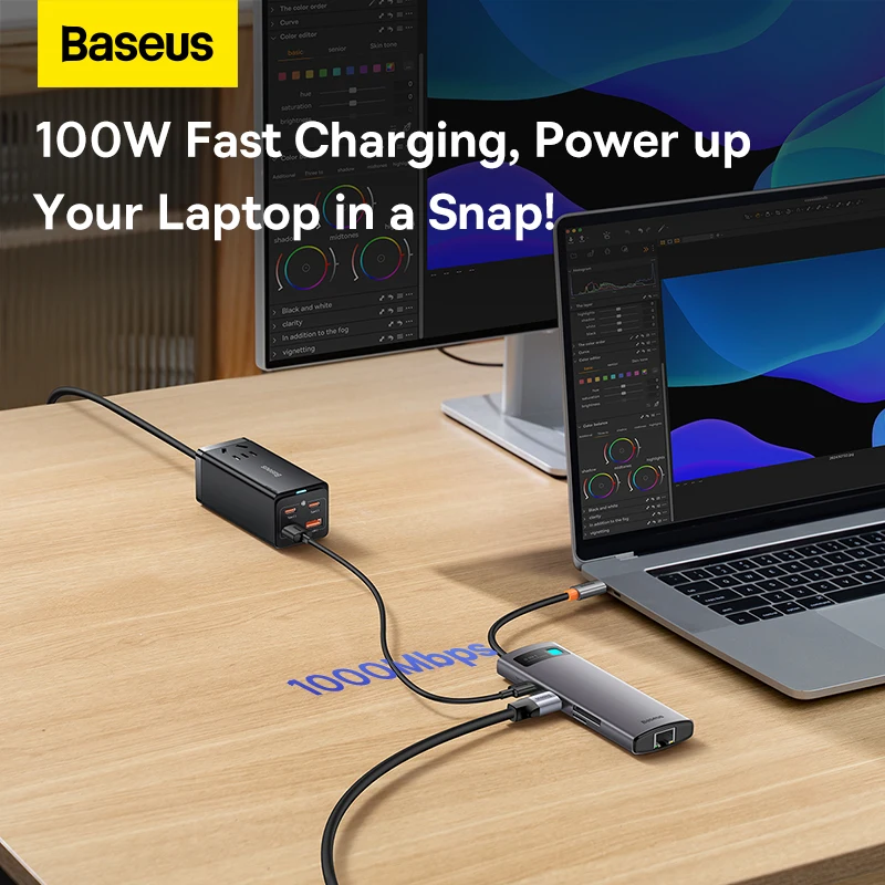 Baseus-hub Usb c para Macbook Air Pro m2 m1 Dock Station Splitter tipo c para Hdmi Rj45 Adaptador pd 100w Usb 3.1 4k 60hz - Imagem 5