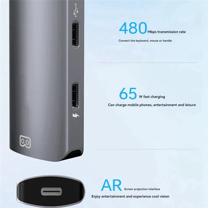 USB-C to USB-C Power Conversion Adapter for AR Glasses and Gaming Devices