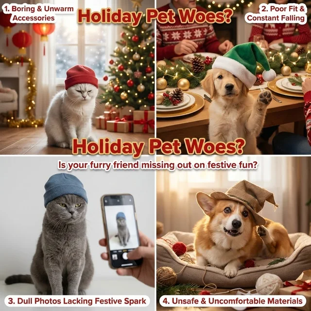 Lion Dance Dog Cat Hat for Winter Warmth, Festive Pet Costume for Chinese New Year Photos Gatos Accesorios Hats for Cats 2