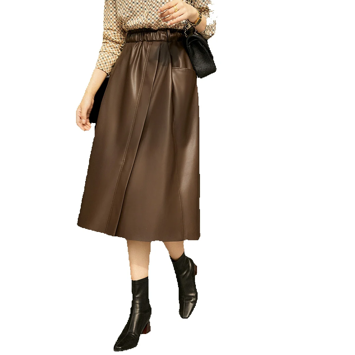 

Zhen Xuan Wei Bu Shi Bai Pai Xian Shou Genuine Leather Skirt Temperament Pocket Half Skirt/Umbrella Skirt Half Skirt