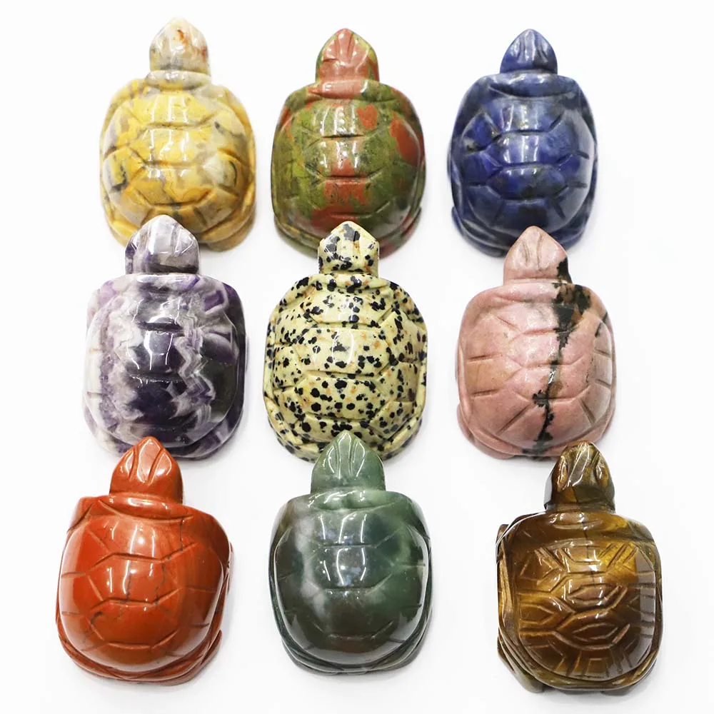 Natural Amethyst Crystal Healing Stone Turtle Statue Carved Ornaments Arts Crafts Charms Jewelry Room Decoration Accessories 1Pc