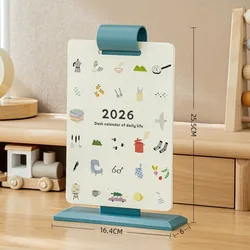 Cute Cartoon Desk Calendar 2026 - Daily Check - In Planner with Flipping Date Display (Lake Green)