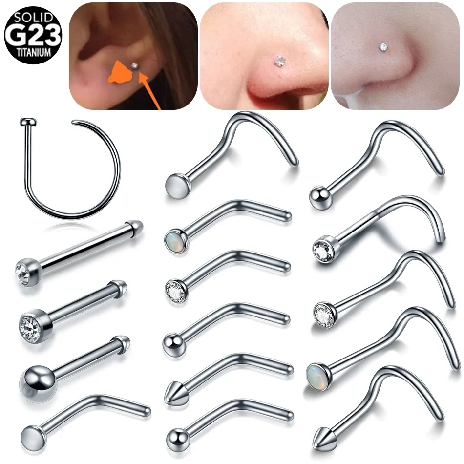 Piercing Jewelry Nose Studs Body Piercing Jewelry Body Jewelry 1PC 18G/20G Titanium Nose Stud Nostril Piercing Women L Shape Sexy Nariz Nose Bone Ear Lip Stud Piercing
