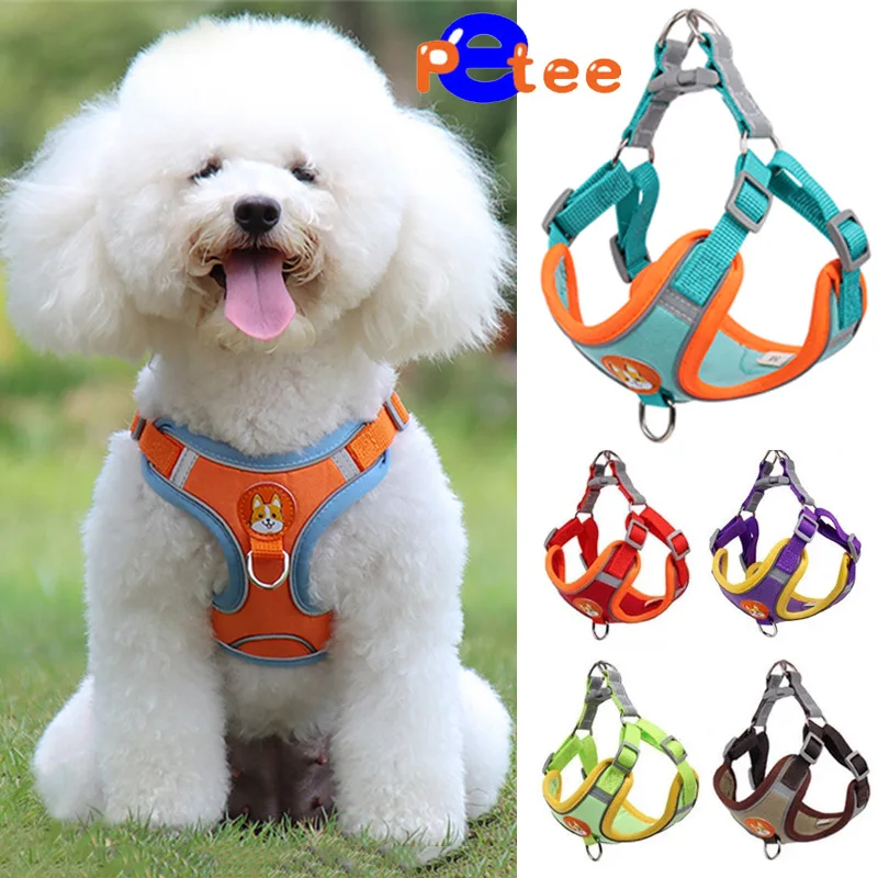 Dog Harness with Leash Set Reflective Walking Running Dogs Collars No Pull Outdoors Travel Pet Chest Strap Vest for Small Dogs