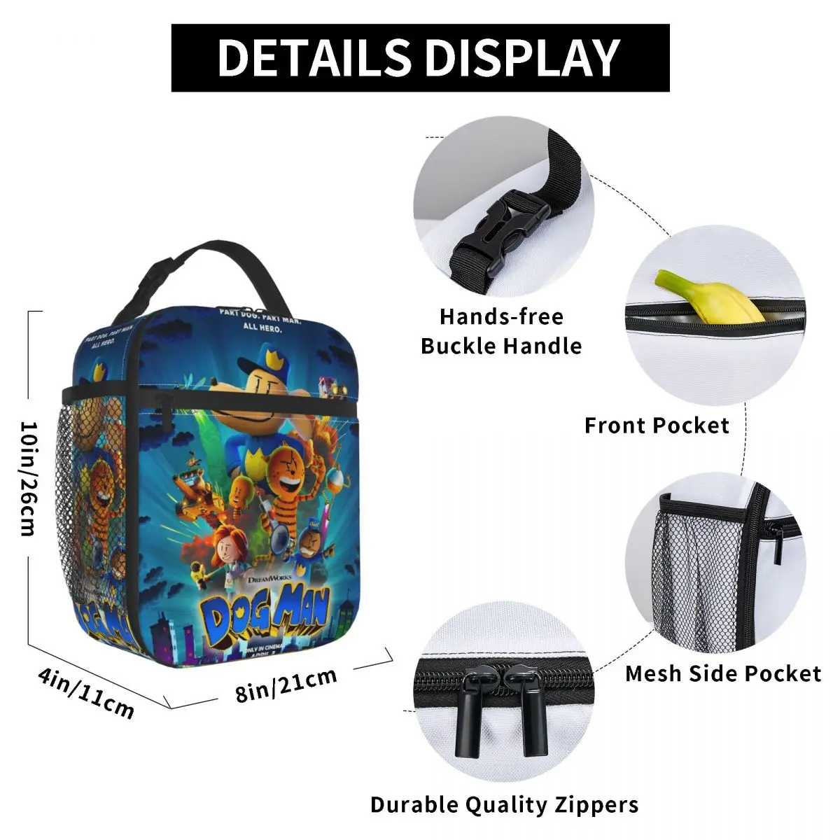 Dog Man Dogman Movie 2025 Comic Merch Insulated Lunch Bag For School Office Food Storage Bag Portable Thermal Cooler Lunch Boxes 6