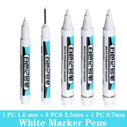 Versatile White Permanent Paint Marker Set - Pack of 3/5 for Creative Art Projects (1 1.0 0.7mm  3 2.5mm)