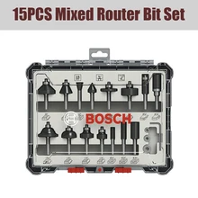  Bosch Shank Milling Cutter Router Bit Set 1/4in Professional Wood Cutter Carbide Shank Mill Woodworking Engraving 6/15/30 Pcs 