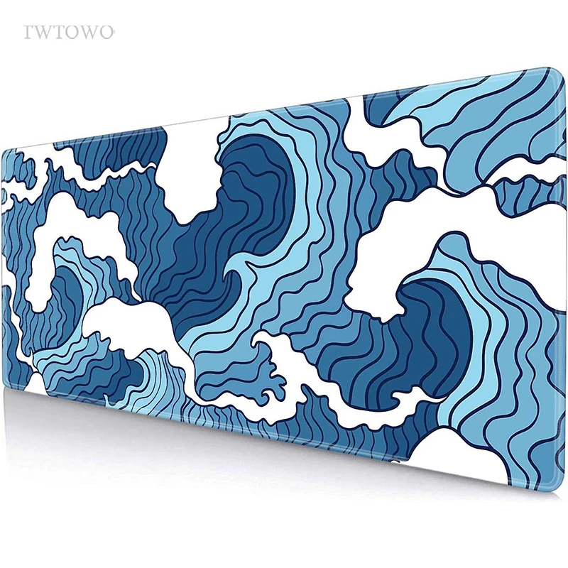 Ondas Azuis Custom Mouse Pad Gamer Mousepad Tapetes de Mesa Tapete de Escritório Borracha Natural Macio Laptop xl Grande Novo Xxl