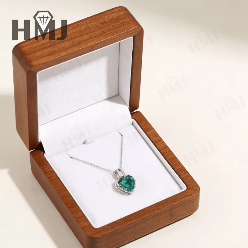 Herz-Halsketten 10X10mm Laborgezüchteter Rubin/Saphir/Kolumbianisches 925 Silber 10k 14k 18k für Frauen Jubiläum Weihnachtsgeschenk Qualität – Detail 23