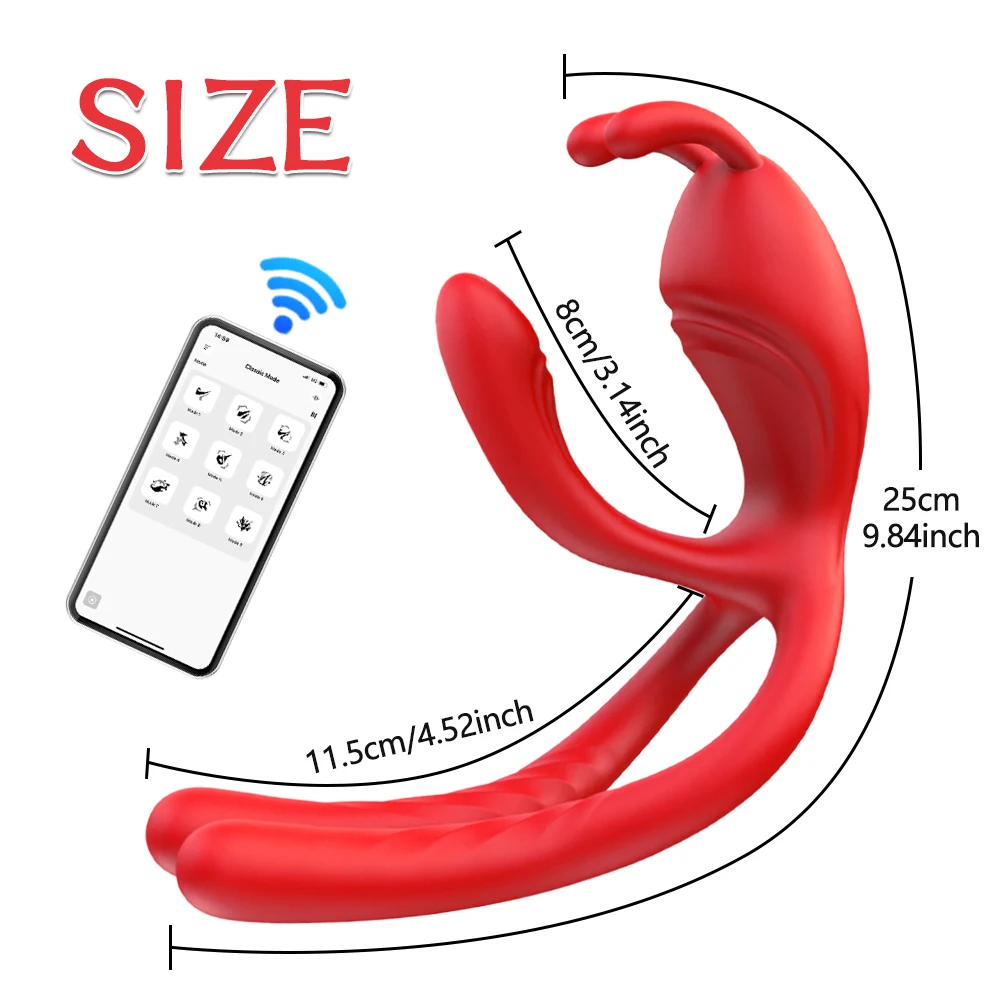 Clitoral Anal Multi Stimulation G-spot Vibrator,Female Triple Head Vaginal Vibration Massage Stick,  Lesbian Adult Sex Toy