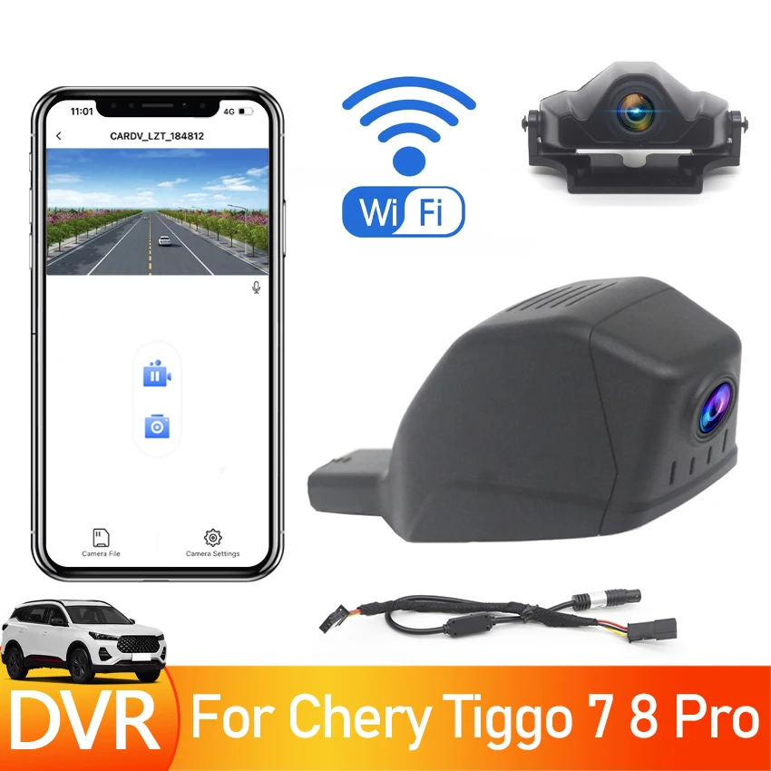 

UHD 2160P Plug and Play Hidden Car DVR WIFI Video Recorder Dash Cam Camera For Chery Tiggo 7 Tiggo 8 Pro 2020 2021 2022 DashCam