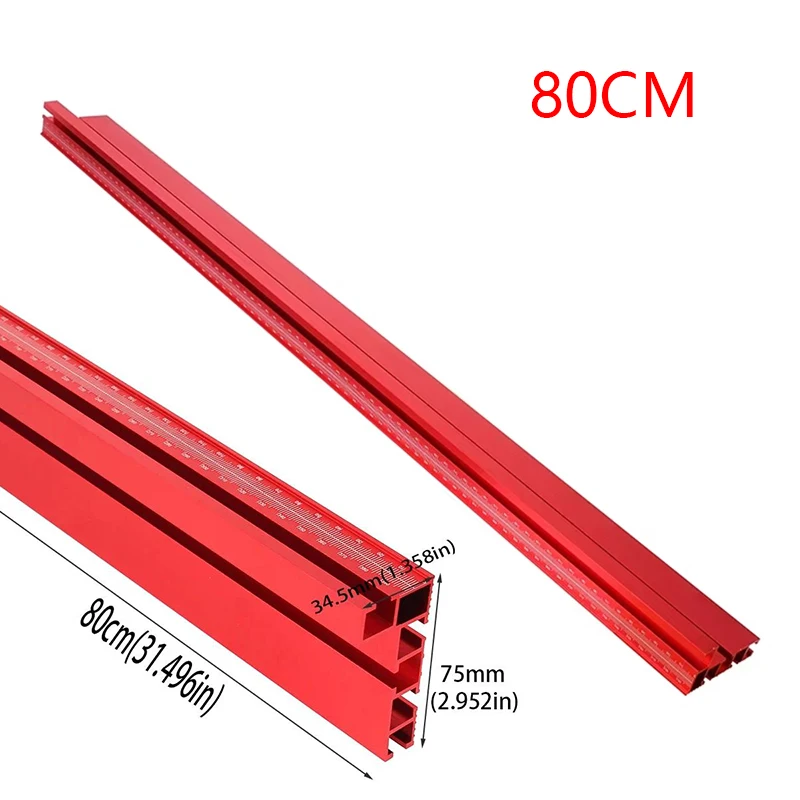 1 Stück 80cm 75 Typ Rot Eloxiertes Aluminiumprofil mit Lasermarkierungsskala für Router- und Tischkreissägen