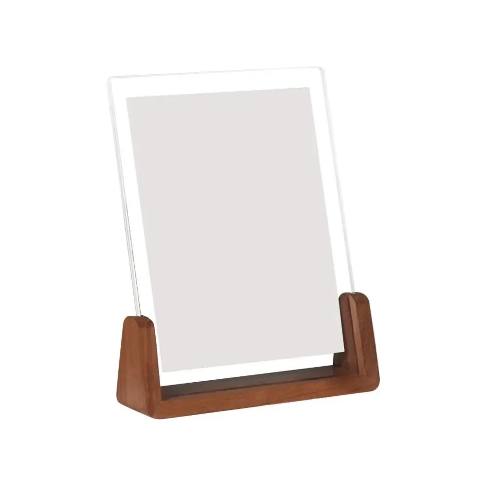 Walnut and Beech Acrylic U-Shape Photo Frame - Transparent Desktop Wood Frame for Wedding and Office Decor