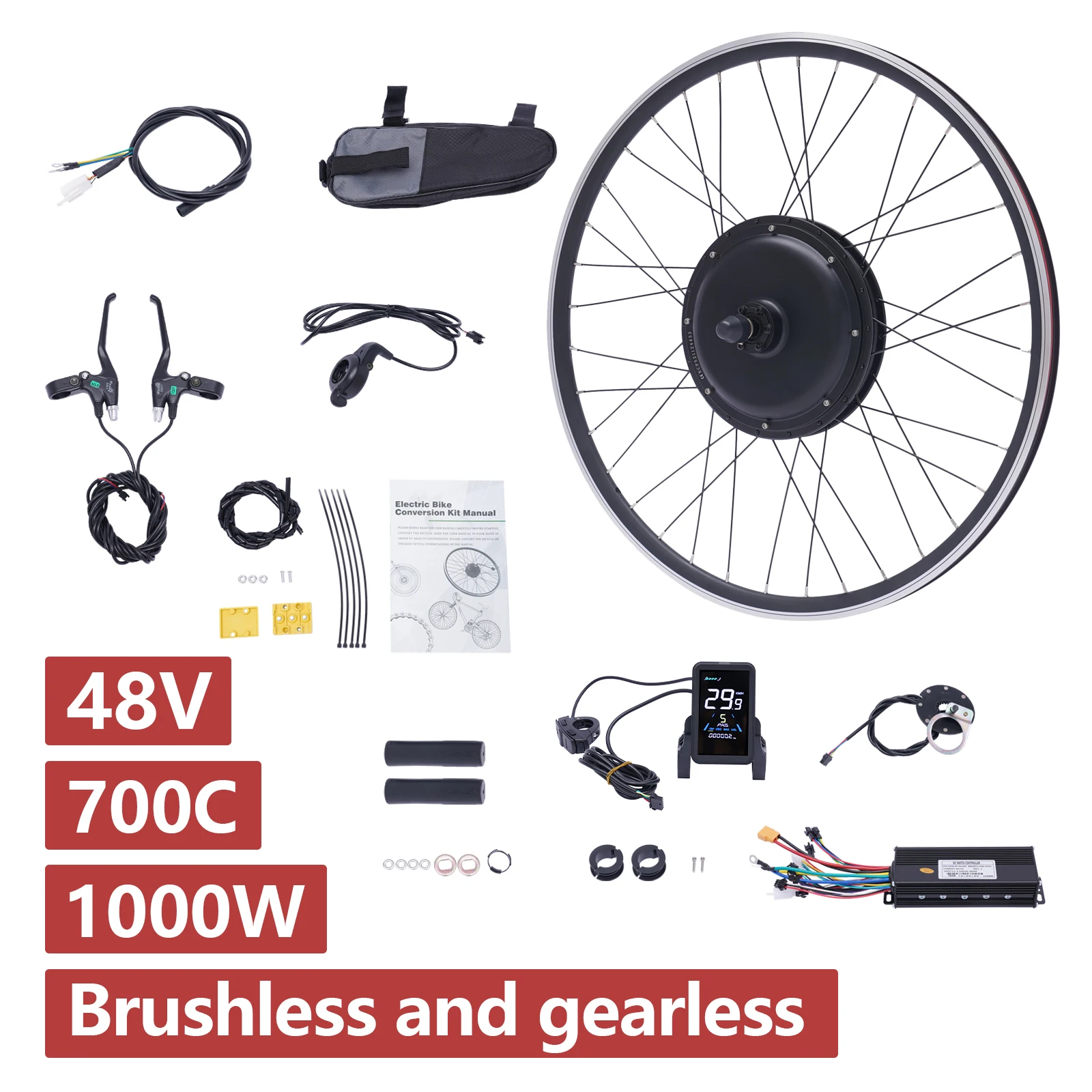 Kit De Conversion Vélo électrique 350W 36V/48V - Roue Arrière Moteur Brushless - Compatible Shimano