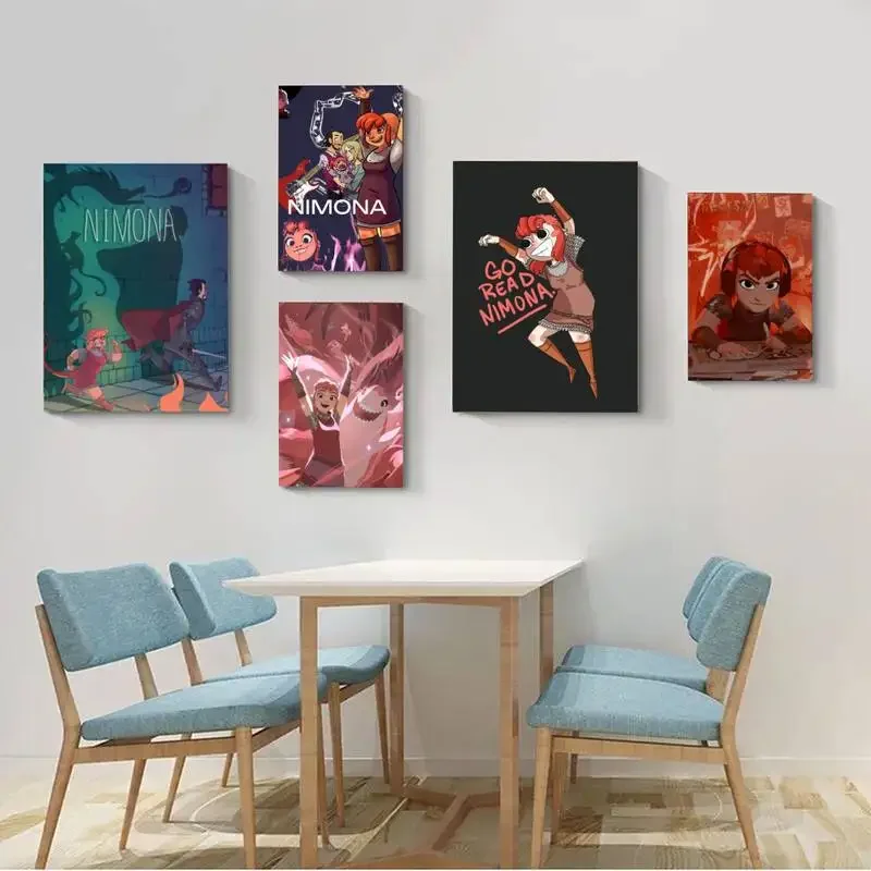 

Babaite Movie Anime Nimona Posters Vintage Room Home Bar Cafe Decor Small Size Posters Wall Stickers