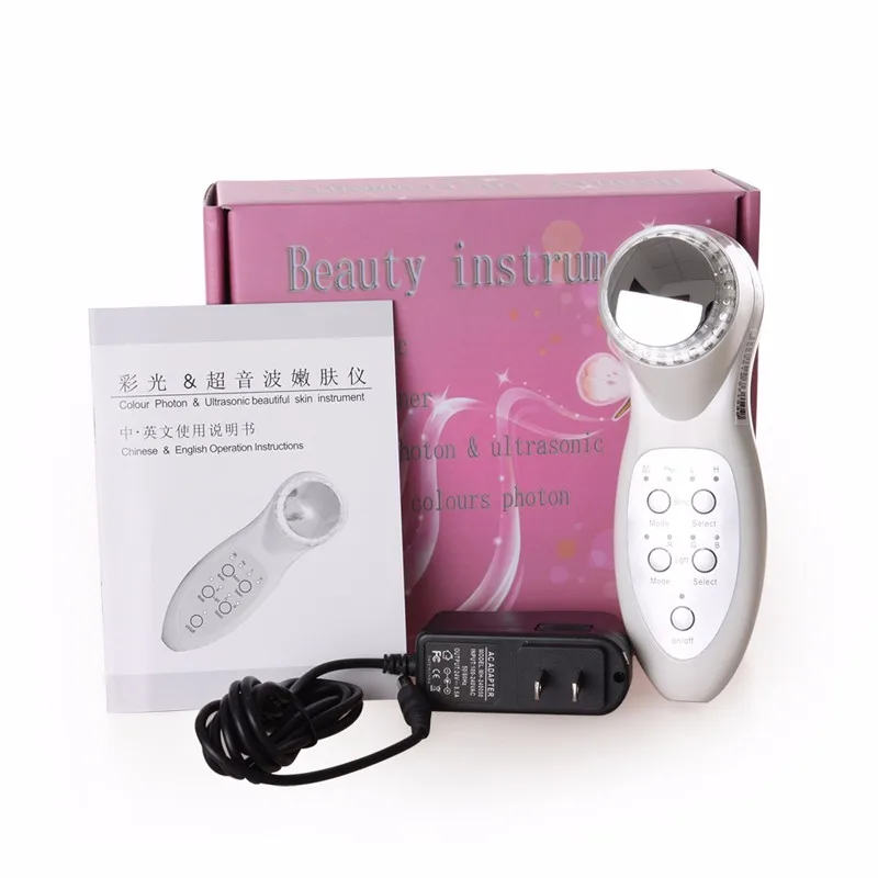 7 Color Led Facial Photon Light Therapy Ultrasonic Face Skin Lift Anti Aging Wrinkle Removal Ultrasound Facial Massager Machine