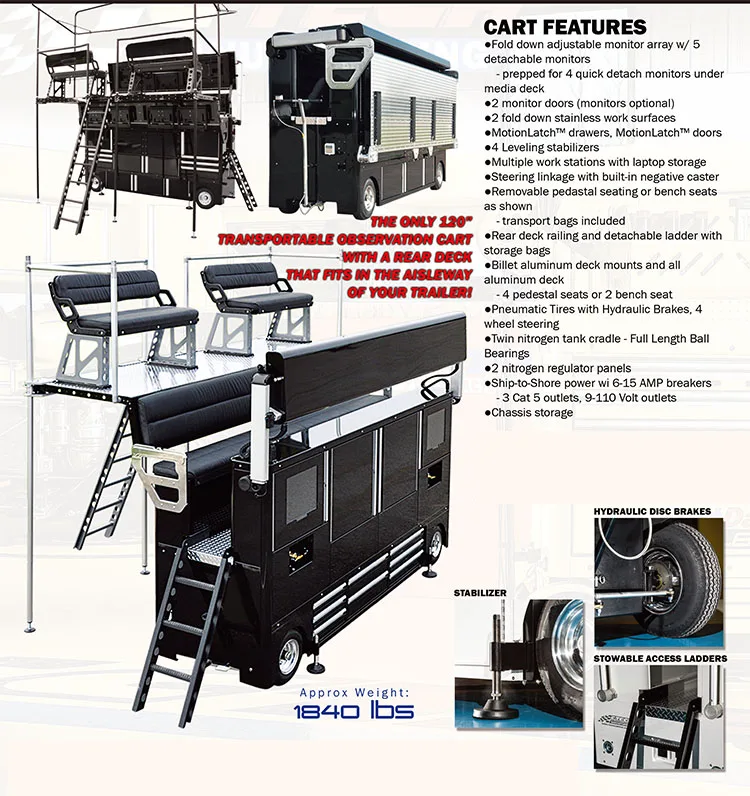 Transportable observation Tool cabinet storage cart with Rear Deck 4