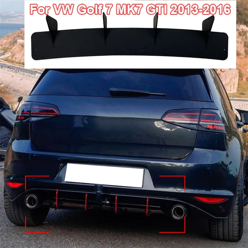 

Глянцевые черные 4 ласты, автомобильный диффузор для нижнего заднего бампера, нижние боковые разветвители, спойлер, губа для VW Golf 7 MK7 GTI 2013-2016 ABS