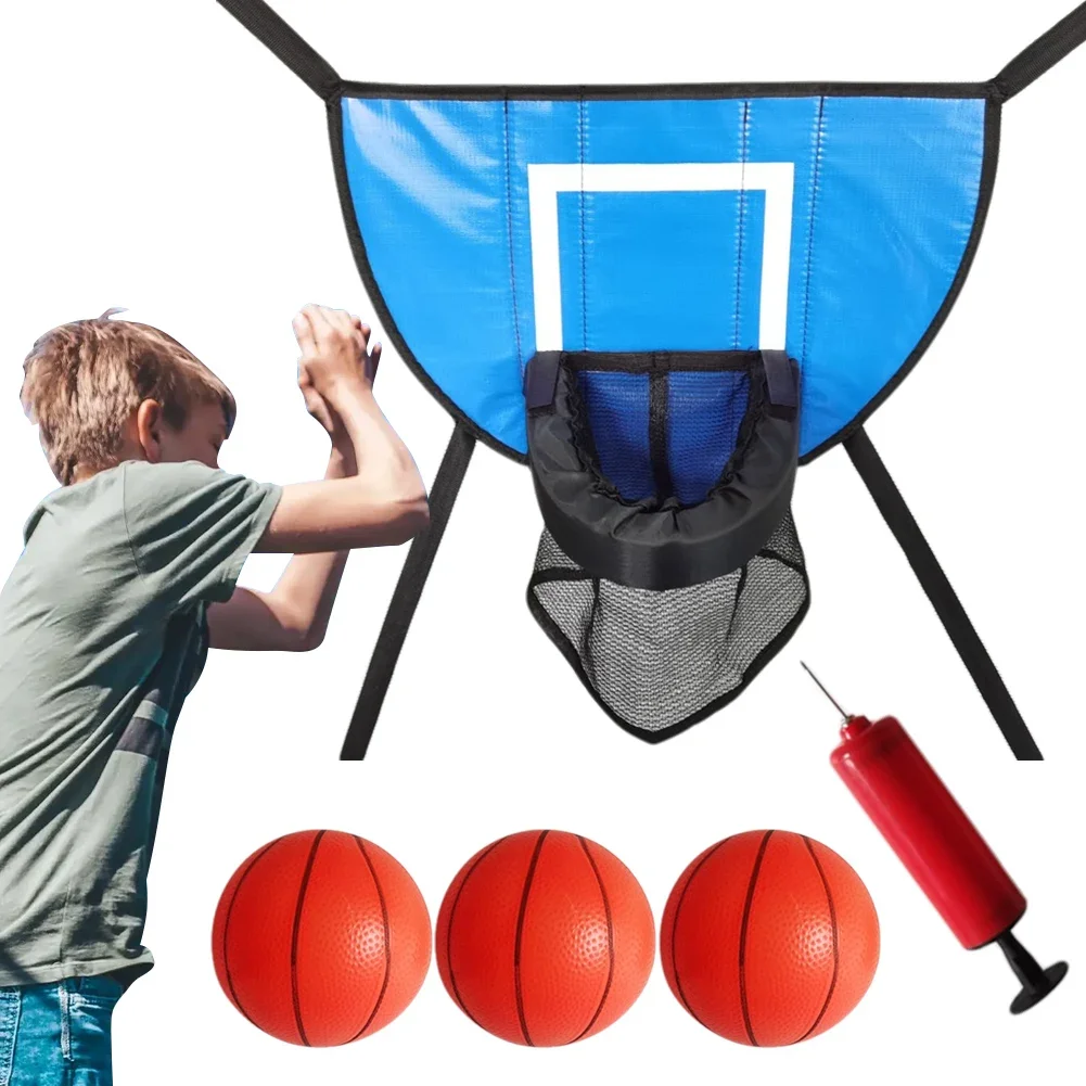 Trampoline Basketball Hoop with Pump Basketball Balls Trampoline Mini Hoop Easy To Assemble Accessories