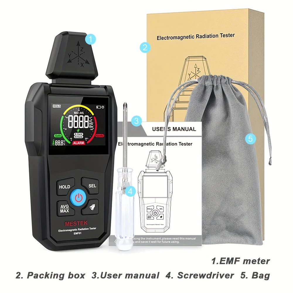 MESTEK EMF01 전자기장 방사선 감지기 고스트 헌팅 디지털 LCD EMF 측정기 (가정, 사무실, 공유기, 전자레인지용)
