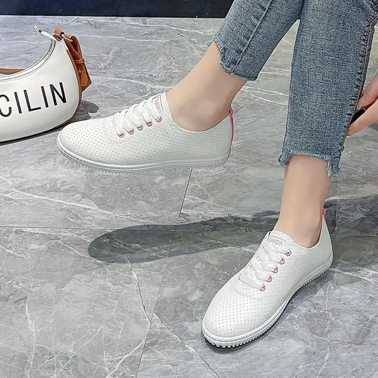 Vulkanisierte Damenschuhe, atmungsaktiv, bequemes Loch, Outdoor-Sportschuhe, Sommer-Laufschuhe, modische Board-Schuhe, dicke Sohle – Detail 8