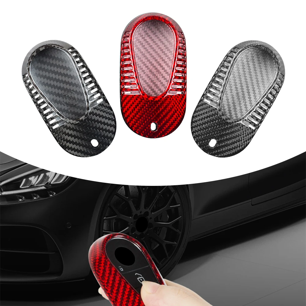 

Carbon Fiber Car Key Fob Case Cover Key Shell For Mercedes Benz S-Class S400 S400L S320l S350l S450l S500l W223 2021