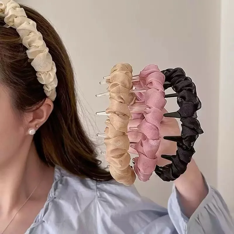 Super Fee Plissee Blase Stirnband Sanftes Temperament Licht Luxus Zahn Stirnband Haar Zubehör Für Frauen