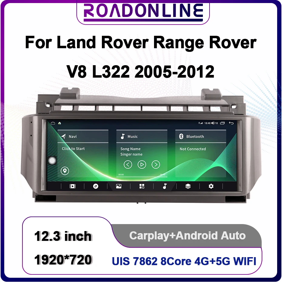 

12.3 Inch For Land Rover Range Rover V8 L322 2005-2012 1920*720 GPS Multimedia Player Radio Android 12 Octa Core 8+128GB CarPlay