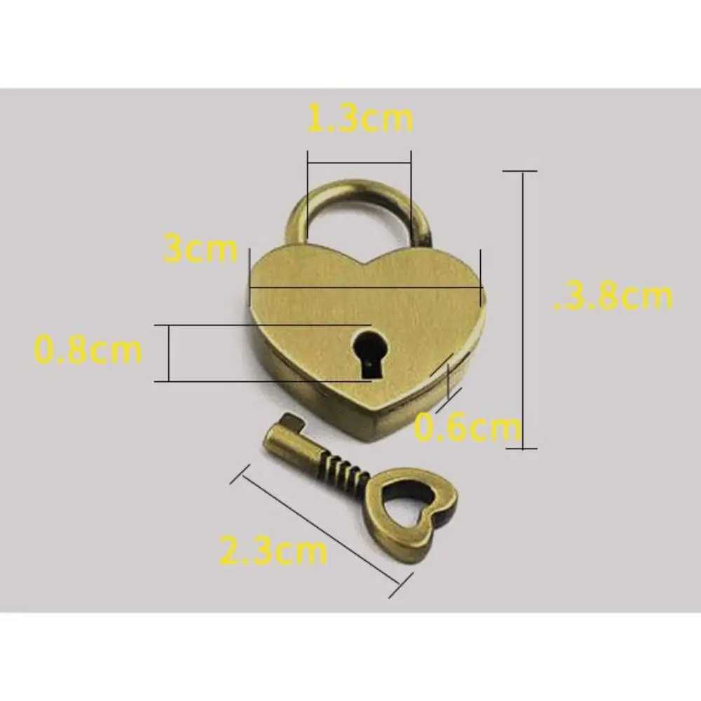 1PC New Heart Shape Padlock Diary Book Suitcase Mini Padlocks Travel Wedding Antique Style Key Lock Jewelry Box Lock