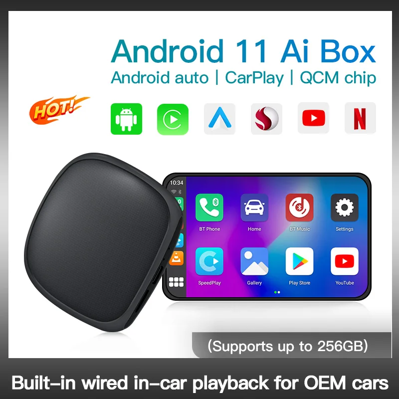 Carplay Ai Box Muslimate Carplay Android Qualcomm 2290 4Rdzedeon 2G + 16G Dla Netflix Youtube Dla Toyota Volvo Vw Kia