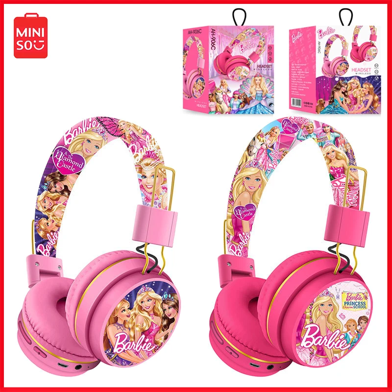 

Barbie Wireless Bluetooth Headphone New Y2K 3D Stereo Headset Miniso Ladies Head-Mounted Bluetooth Music Headset Girls Gifts