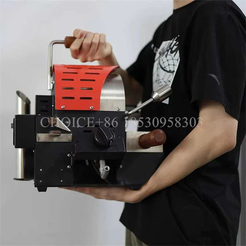 Automatic Coffee Beans Roaster Machine Small Home Gas Heating Stainless Steel Small Coffee Equipment 100g Bean Roaster