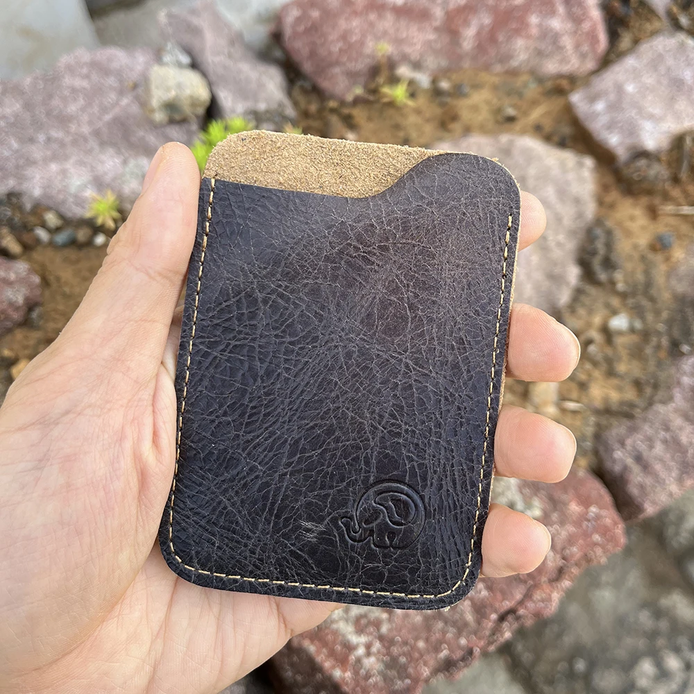 Leather Wallet Card Holder Slim Minimalist Leather Card Holder Wallet Credit Card Leather Case Sleeves fit for 3 to 5 cards