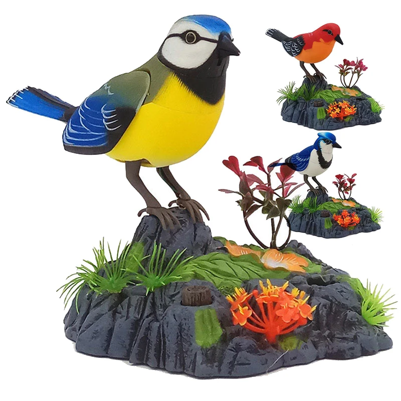 Sound Voice Control Electric Bird Pet Toy Electric Simulation Induction Bird Cage Birdcage Toy