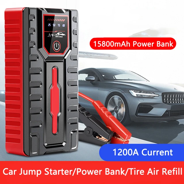 Arrancador de batería de coche, Banco de energía de 15800mAh para  dispositivo de arranque de iPhone, cargador de batería de coche de gasolina  diésel, elevador de batería de coche Buster - AliExpress