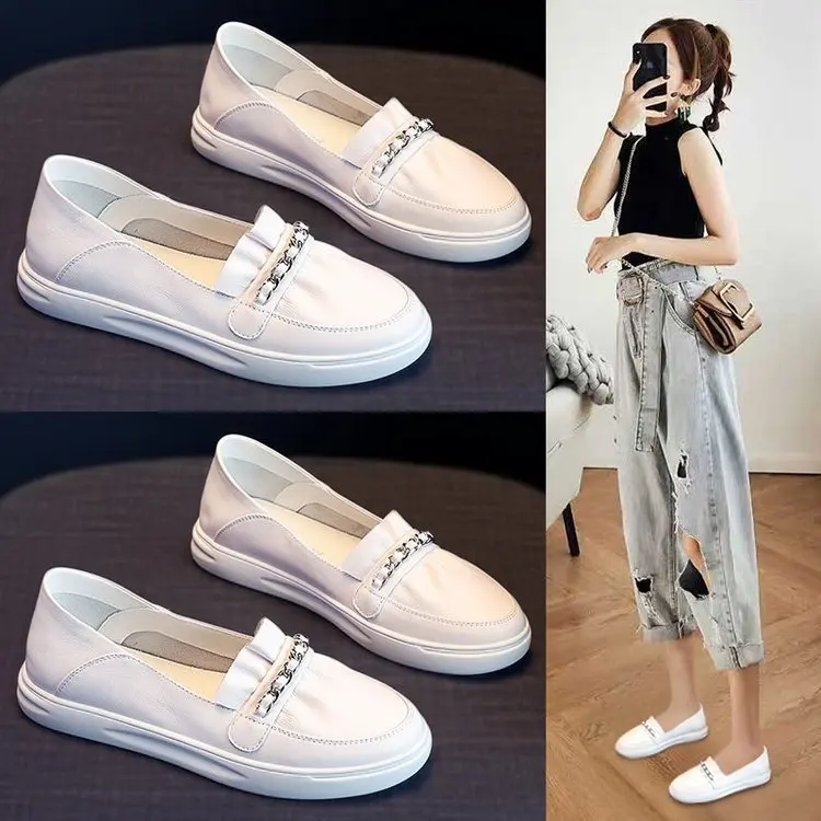 

Туфли женские с закрытым носком, повседневные кроссовки, без шнуровки, Мокасины, плоская подошва, лето-осень 2024