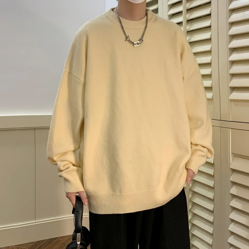

Quality Soft Men's Sweaters Round Neck Autumn Winter New Knitwear For Man Solid Color Fashion Warm Male Loose Knitted Pullovers