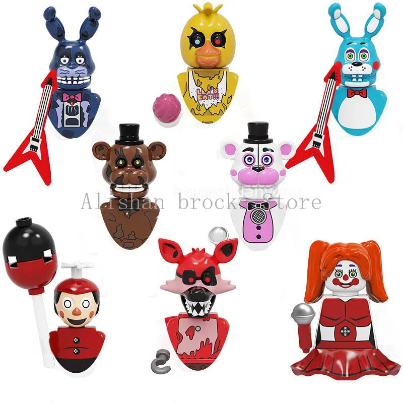 Детский конструктор пять ночей Atfreddys мини-ночная кошмарная кекс розовый Фокси